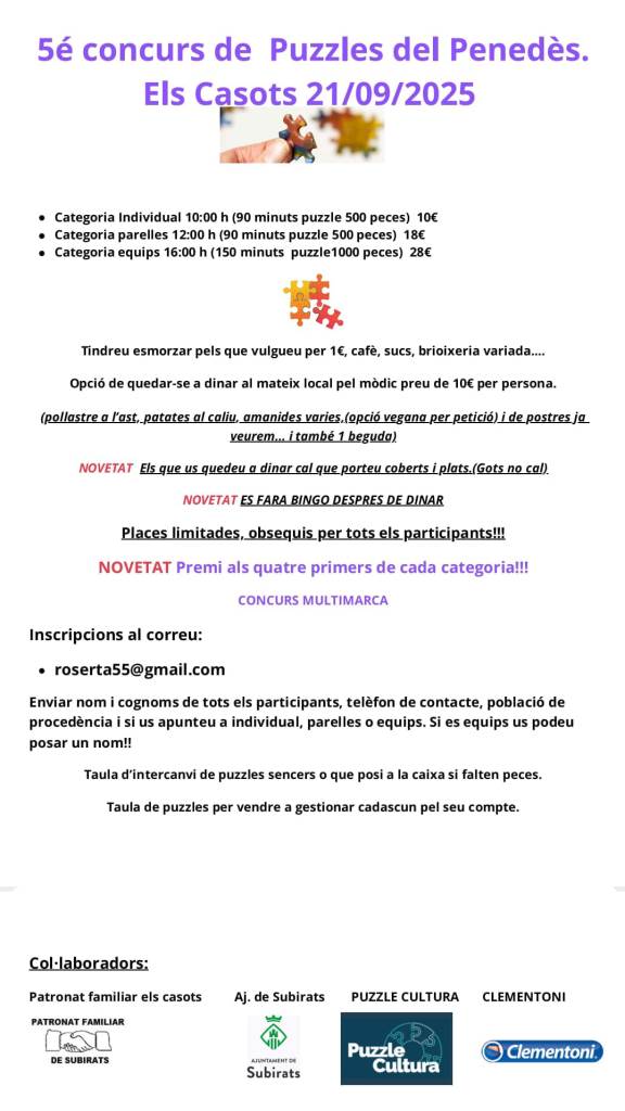 5º Concurso de Puzzles del Penedes, Els Casots